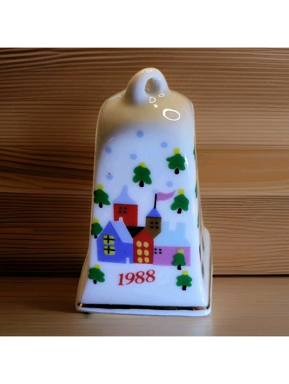 Vtg 1988 Porcelain Christmas Chimer Ornament Lillian Vernon Bell 2.25" A59